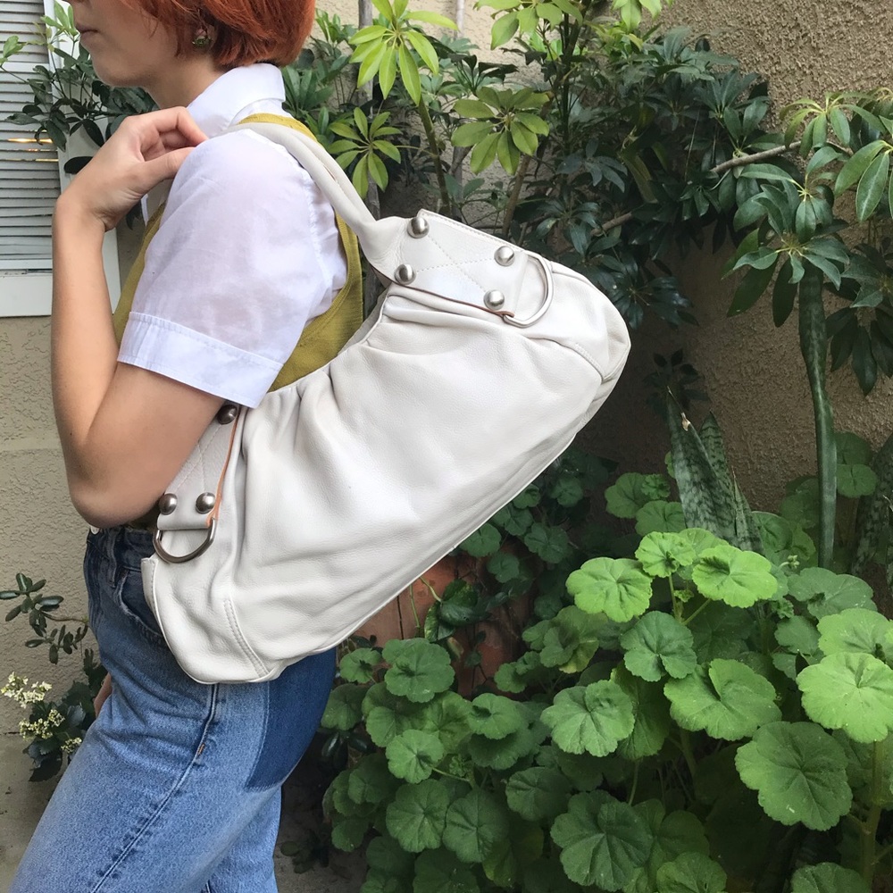 Classic White Shoulder Bag - Soft Leather Hobo